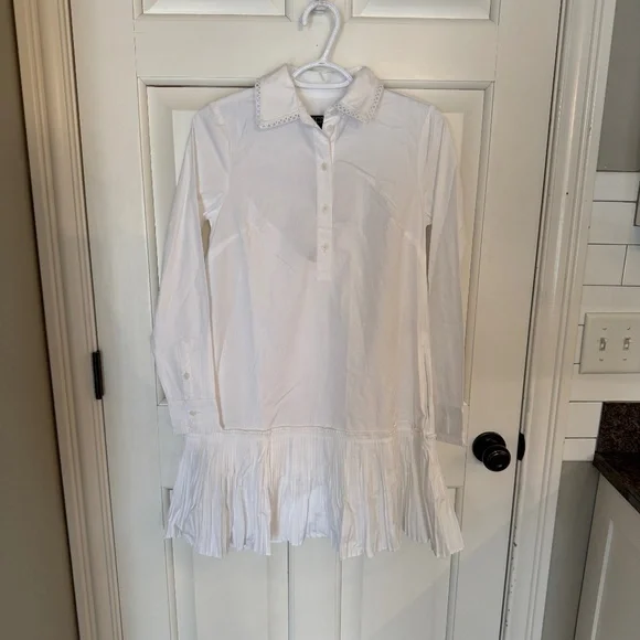 New! J. Crew Amelia Long Sleeve Cotton Poplin‎ Shirt Dress White 25206 - Picture 7 of 16